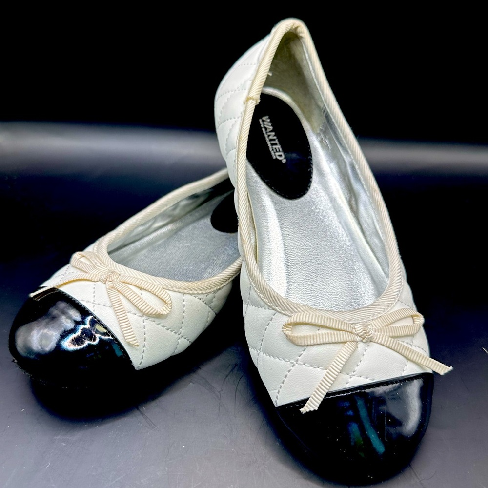 Black & White Flats Shoes for Girls by Wanted 1.5 Kids Size